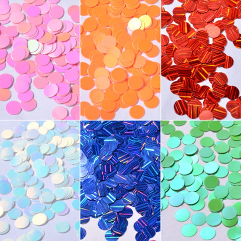6Jar/набор смешанных размеров Блестки для Ногтей Красочная круглая форма Nailart Мерцающая Снежинка Маникюр 3d-украшения для ногтей