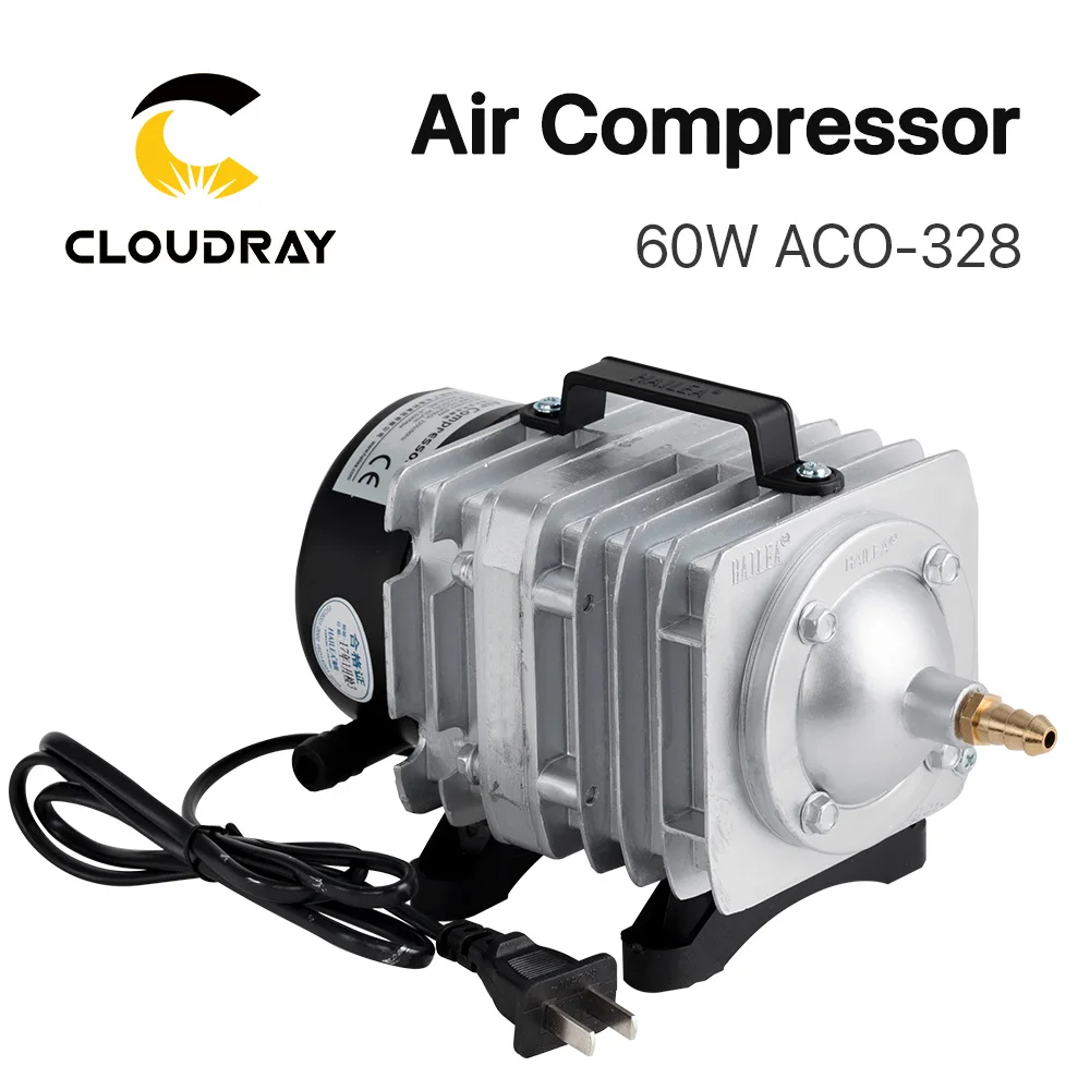 Cloudray 60 Вт Воздушный Компрессор Электрический магнитный микрокомпрессор для CO2 лазерной гравировки, резки ACO-328