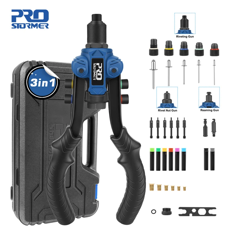 3 in 1 Hand Rivet Nut Guns Riveter of Sleeve Nuts Threaded Rivet Tool for Auto Multi Reaming by PROSTORMER afbeelding