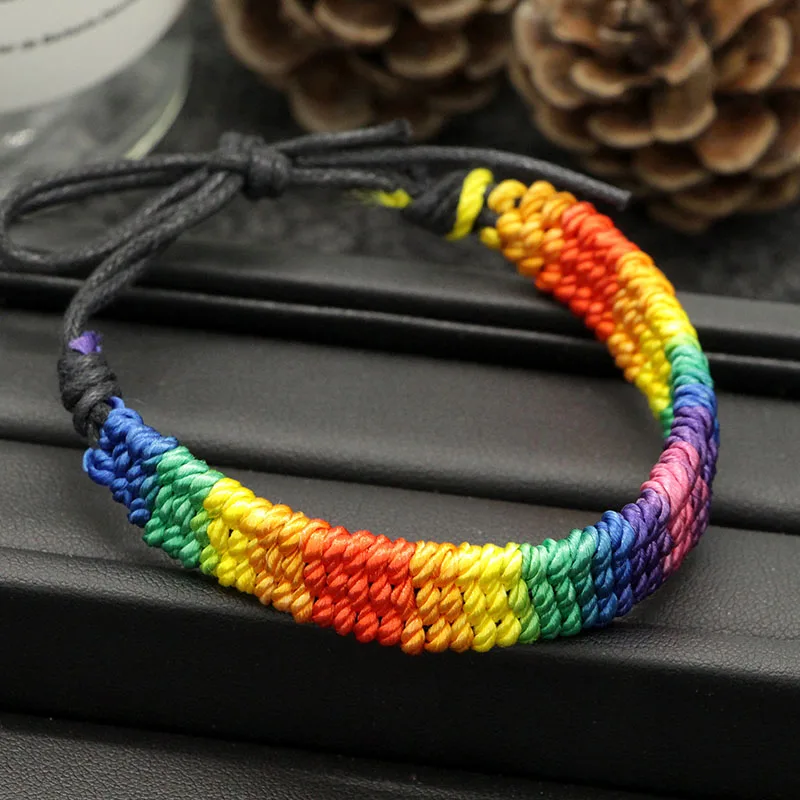 

Fashion Weaving String Bracelet Men Women Classic Rainbow Design LGBT Braslet Adjustable Charm Braclet Jewelry Accessories Gift