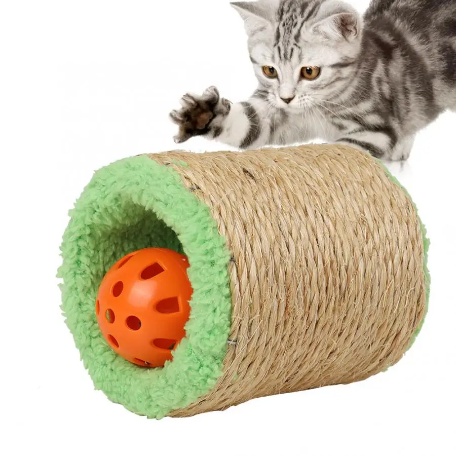 Кошка Котенок Играть Игрушка сизаль ролик Забавный колокольчик жевательная игрушка для кусания Многофункциональная игрушка-терзание прочная игрушка для кошек