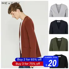 Me& City вязаный шерстяной кардиган мужской теплый Высококачественный свитер мужской осенний Повседневный однотонный модный кардиган