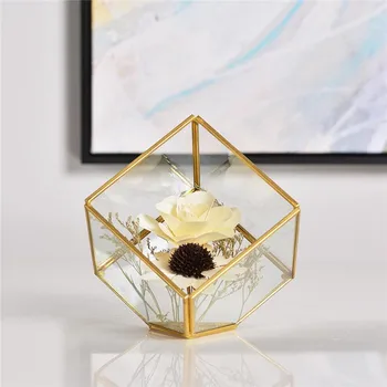 

New Glass Geometric Terrarium Faceted Tabletop Succulent Plants Container Pot Box Artistic Planter Jewelry Candle Holder Gift Ho