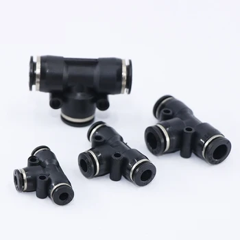 

Black PE series for OD 4/6/8/10/12/16mm Fitting Quick Connector Adapters Pneumatic Fittings 3 Way T shaped Tee