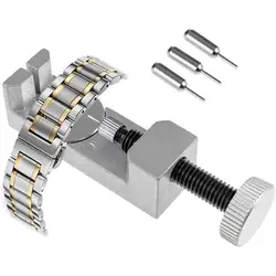 Kit de démontage pour bracelet de montre en acier inoxydable, outil de démontage de goupille de liaison de bracelet en métal réglable pour horloger avec 3 goupilles supplémentaires 