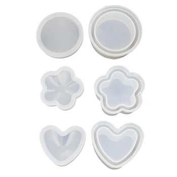 

Behogar 3PCS DIY Silicone Mold Round Flower Heart Shape Resin Storage Box Jewelry Pen Holder Plant Pot Mould for Making Molds