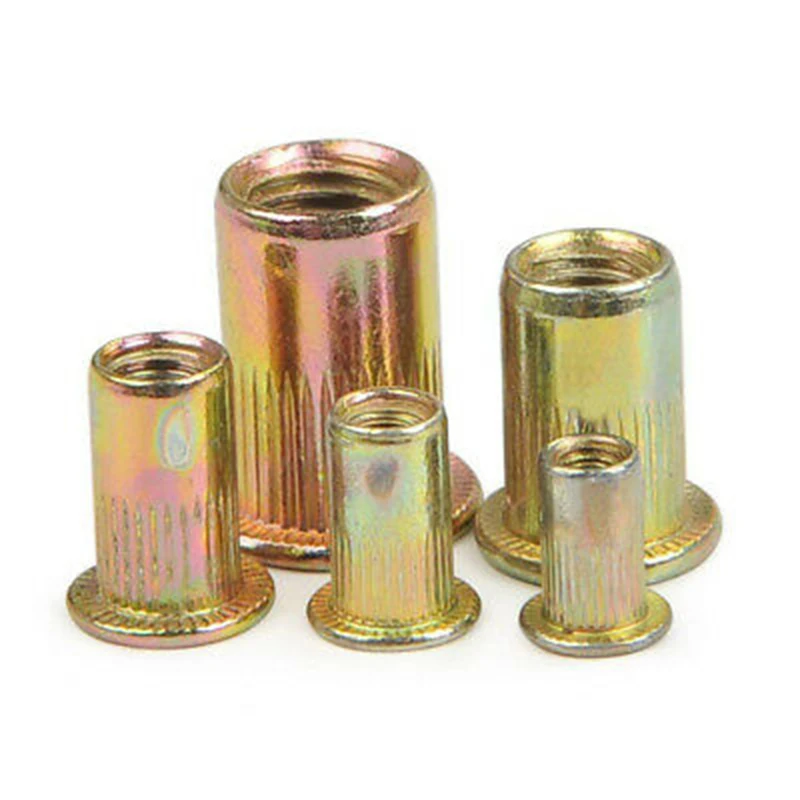 

165Pcs/set Rivet Nuts Zinc Plated Carbon Steel Rivet Nut Set Threaded Insert M3 M4 M5 M6 M8 Flat Type