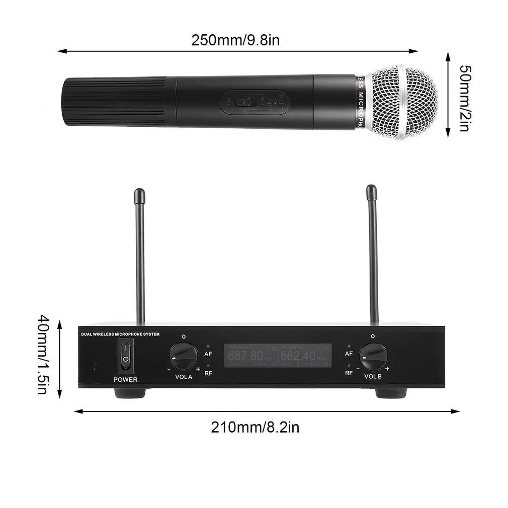 Профессиональная караоке UHF двойная Беспроводная микрофонная система 2 канала 220 В ручной микрофон Микрофон с приемником для вечерние KTV