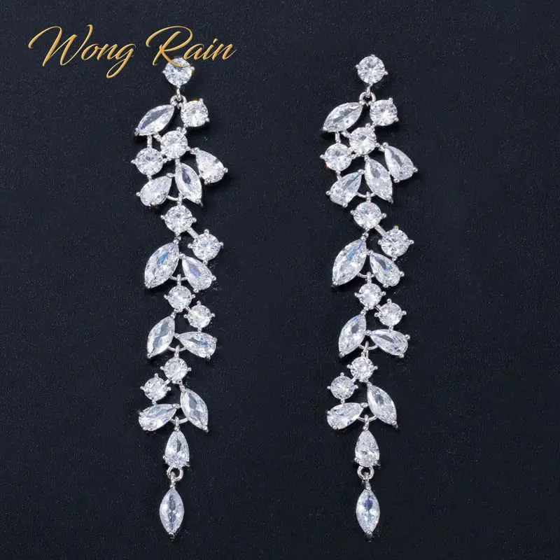 Серьги подвески Wong Rain роскошные серьги из 100% серебра с подвесками моисанита и