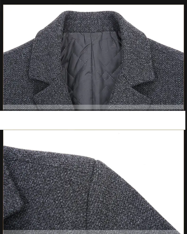 Новая шерстяная мужская куртка на осень и зиму, модная шерстяная ветровка с отворотом, повседневное пальто, Тренч, верхняя одежда, мужские куртки