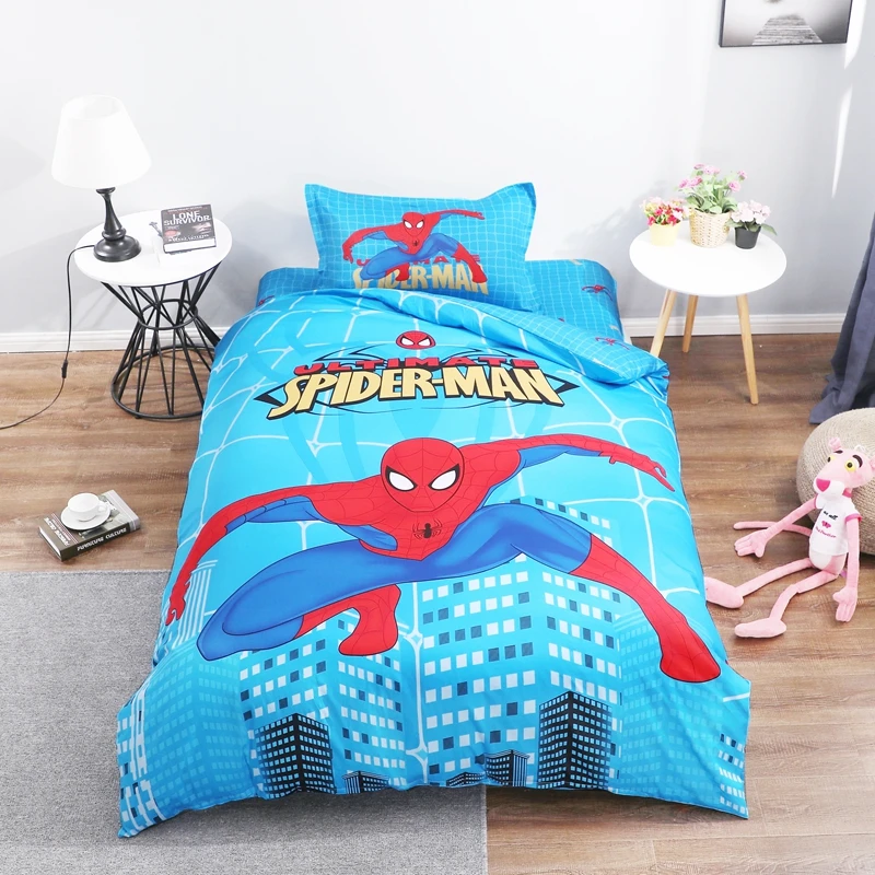 Disney хлопок Marvel Человек-паук Постельное белье мультфильм Twin одеяло пододеяльники