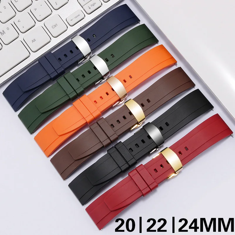 

20mm 22mm 24mm Watchband Waterproof Quick Release Fluororubber Rubber strap for galaxy watch 3 for Amazfit Huawei GT 2 Honor