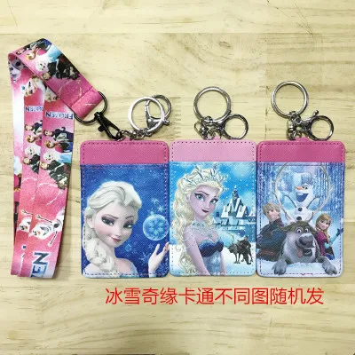 Disney Stitch PU портмоне держатель для карт брелок для ключей Ремешок для еды карта автобус Чехол для карт сумка для монет Микки Маус Сумка для документов - Цвет: random 1 pcs