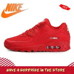 Оригинальный Nike Оригинальные кроссовки AIR MAX 90 Для женщин кроссовки красного цвета дышащая хорошее качество 2019 Новое поступление AJ1285