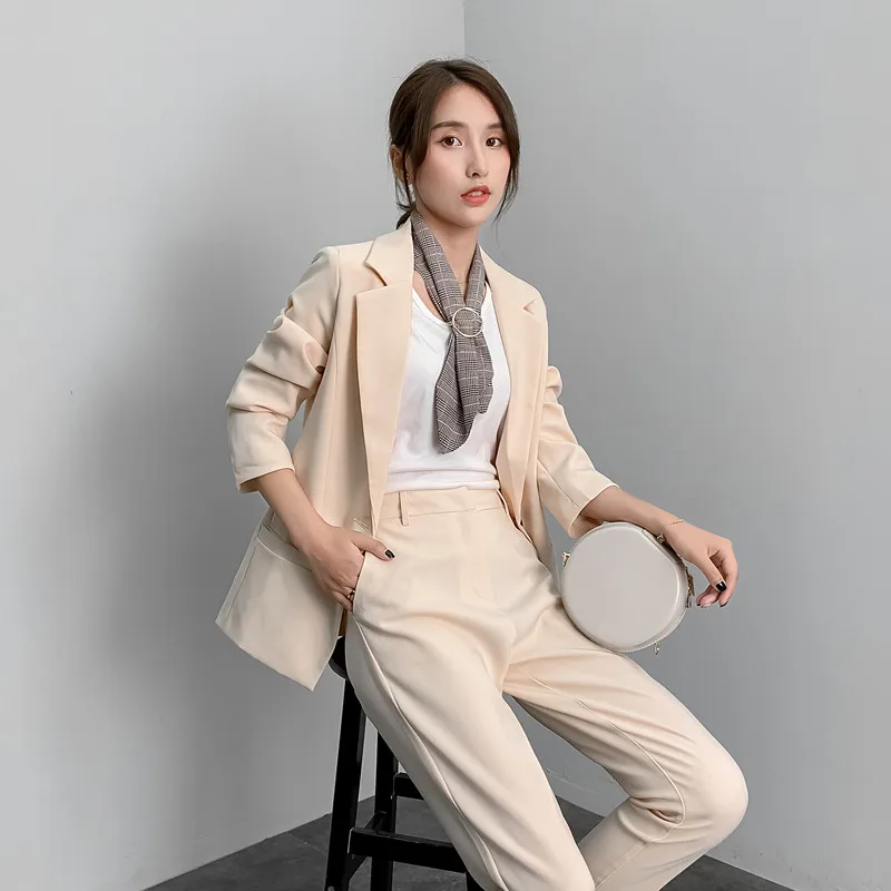 Suit female autumn small suit jacket two-piece slim slimming solid color wild temperament fashion overalls women's clothes