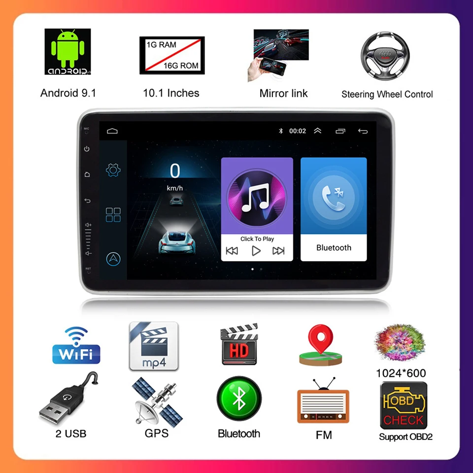 pioneer radio Universal 1 Din Car Multimedia Player 9/10.1 inch Touch Screen Auto radio Stereo Video GPS WiFi Auto Radio Android Video Player double din head unit