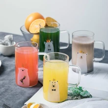 Милый мультфильм медведь прозрачные стеклянные кофейные кружки Творческий тренд с ручкой высокой емкости бытовой Капучино молоко чашка