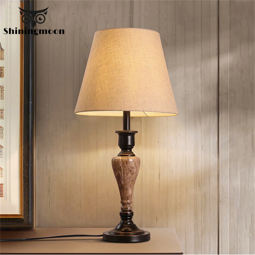 

Chinese Classical Fabric Table Lamp Modern Led Resin Table Lights Office Reading Desk Lamp Bedroom Bedside Decorative Lighting