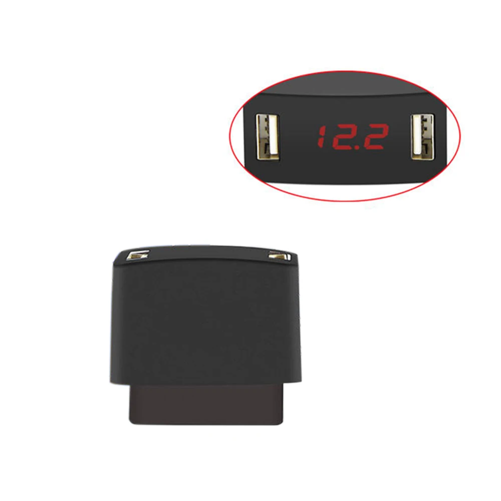 1 шт. Мини двойной USB зарядное устройство для автомобиля OBD зарядка 12 В 24 В с светодиодный дисплей напряжения гнездо автомобильного зарядного устройства Заводская мощность