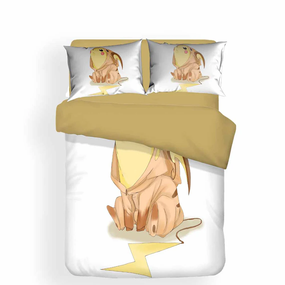 Пикачу мальчик пододеяльник комплект игры аниме персонаж постельное белье Комплект Корея хлопок кровать пододеяльник набор двойной полный королева Королевское постельное белье
