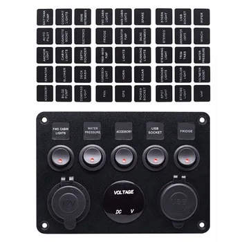 

Waterproof Toggle Switch Panel Dual USB Red LED Breaker Voltmeter Replacement