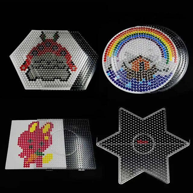 DIY Bead Pegboard Multi Styles Template for Perler Bead Hama Fuse Beads  Board Circlehexagon Puzzle Template for 5mm Perler Beads Toy 