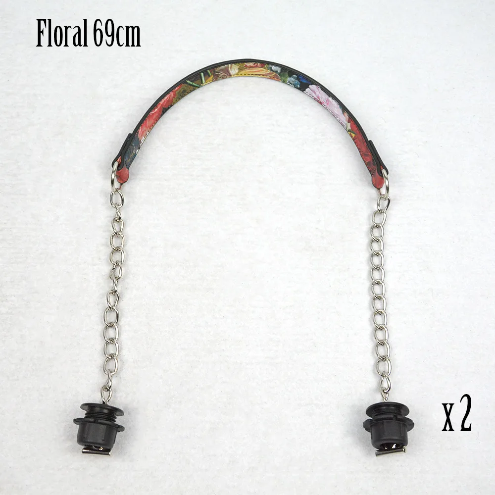 floral Новинка Tanqu 1 пара серебряных коротких толстых одной цепи с металлической пряжкой черные винты для Obag O сумка ручки для женщин сумка сумки - Цвет: floral
