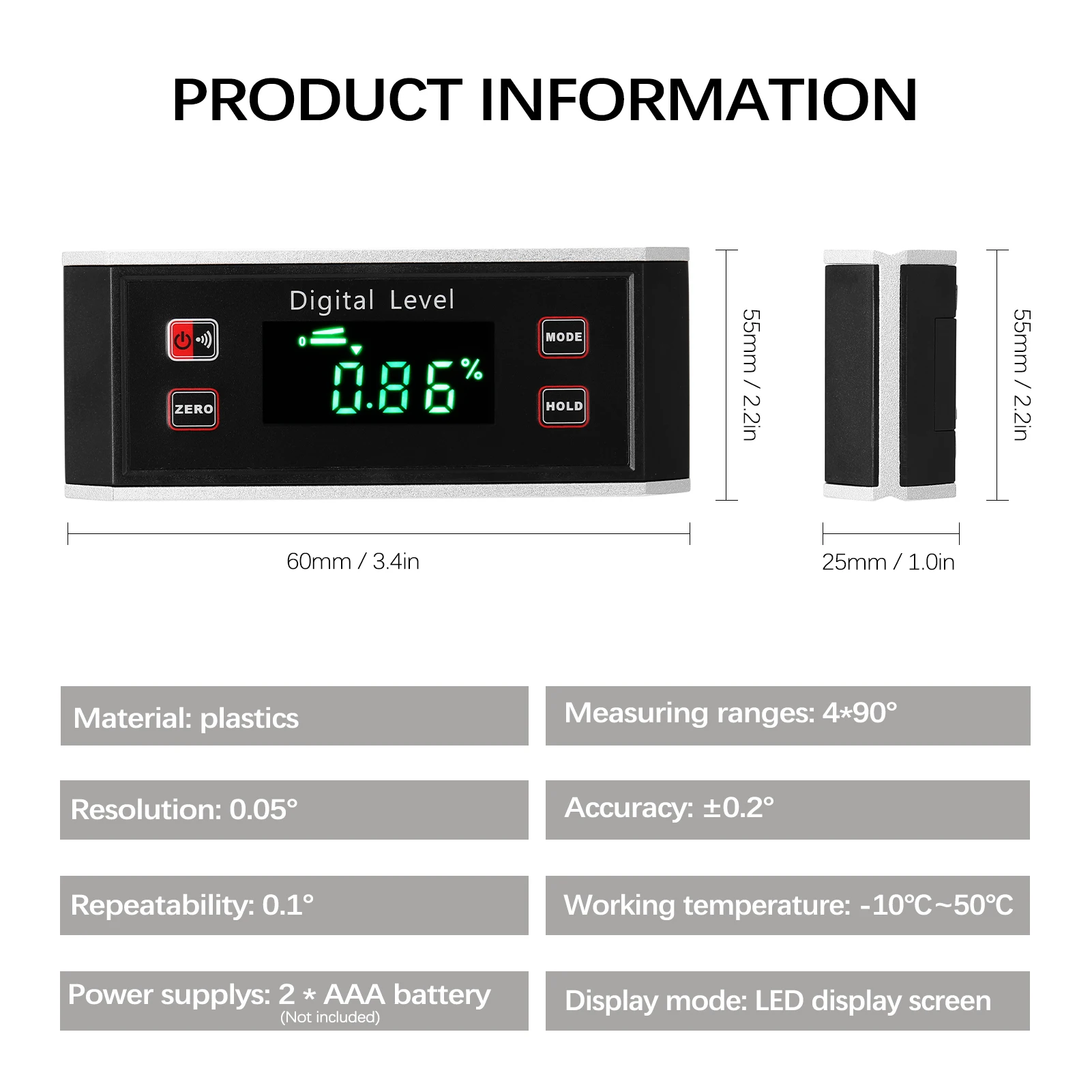 High Precisions Angle Finder Digital Protractor Inclinometer Digital Level LCD Display Absolute Measurement/Relative Measurement digital angle protractor angle measuring tool angle protractor digital angle meter digital inclinometer digital level
