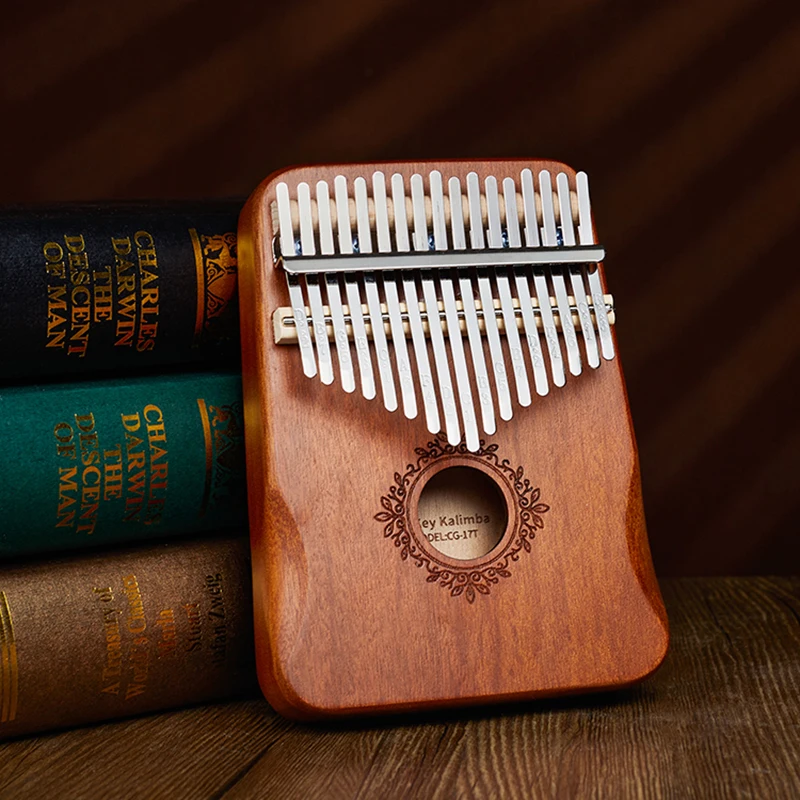 Piano de pulgar Kalimba de alta calidad, instrumentos musicales de 17 teclas de madera de caoba con libro de aprendizaje, cuerpo Mbira regalo de Navidad