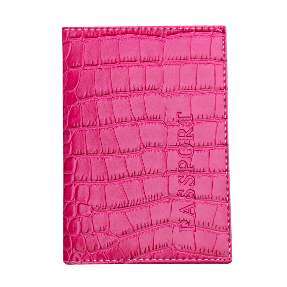 Унисекс Обложка для паспорта протектор Кожаный Держатель для визиток бумажник для визиток Обложка для паспорта Блокировка письмо бумажник# PY10 - Цвет: Hot pink