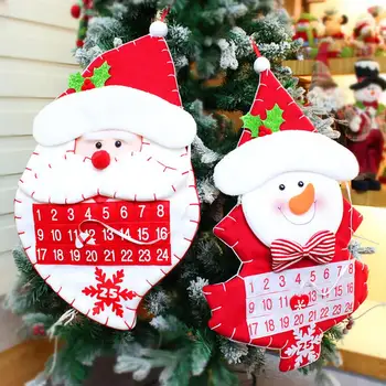 

Christmas Advent Calendar Fabric Advent Countdown Santa Claus Calendar Snowman Decor calendrier de l'avant #3S26