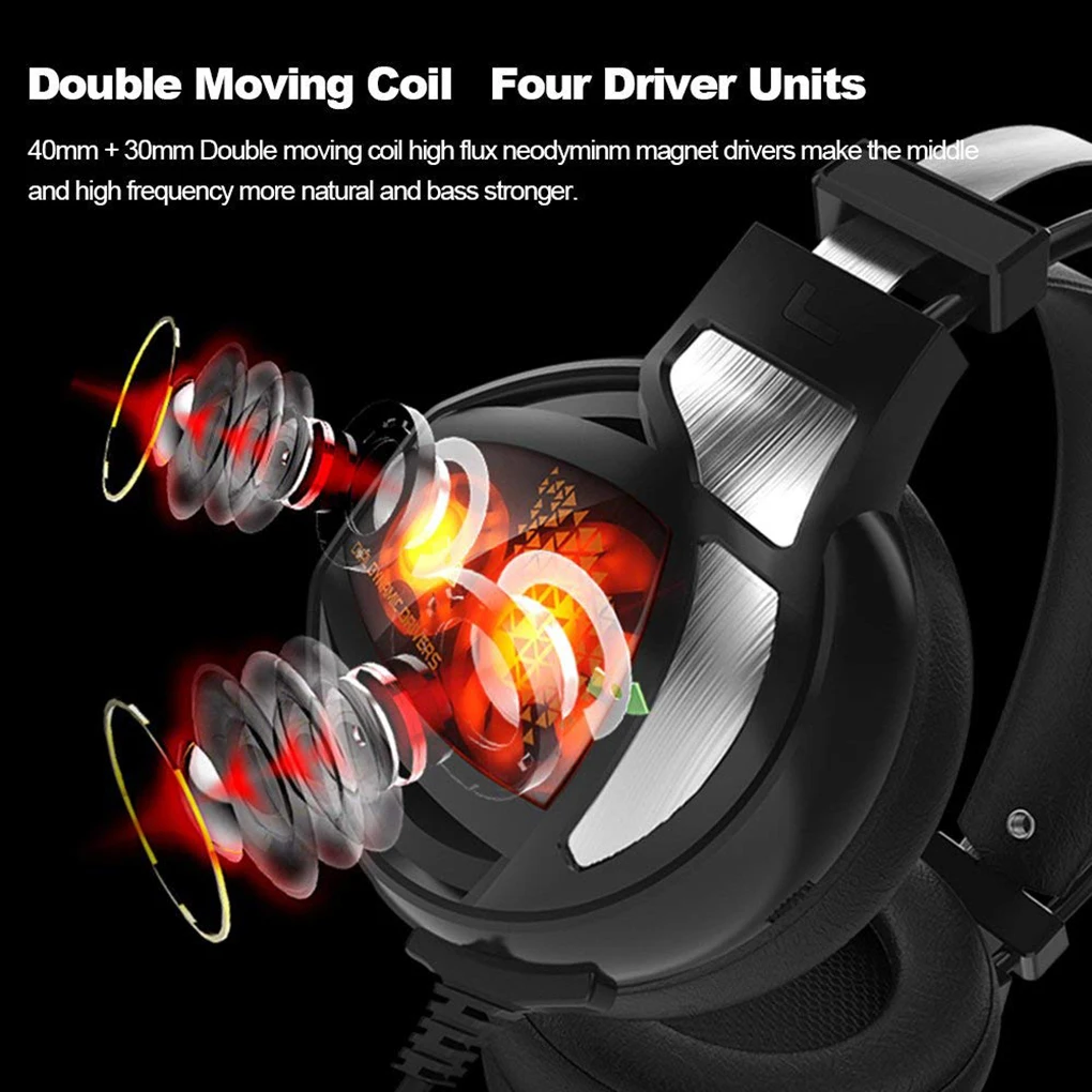 V9 Portable Dual Moving Coil Headphone Game Earphone Stereo Sweatproof USB Wired Headset with Pluggable Microphone