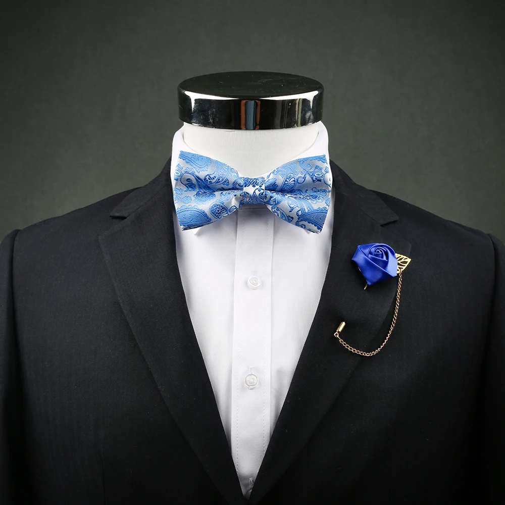 New Royal Blue Pre Tied Bow Tie Pocket Hankie Handkerchief Pocket Hanky 