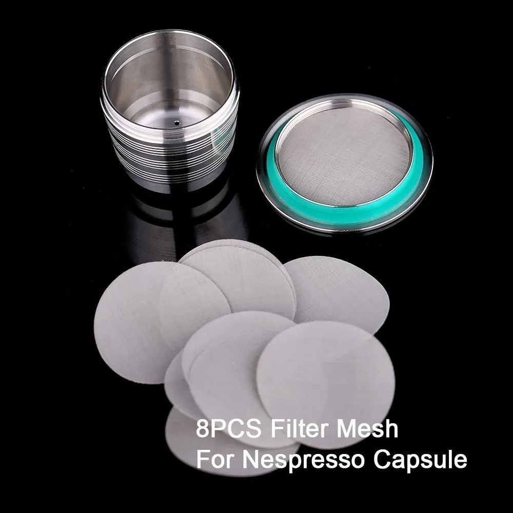 

16PCS Filter Mesh Compatible With Nespresso Food Grade Metal Diameter 27MM Stainless Steel Refillable Capsules DIY Coffee Maker