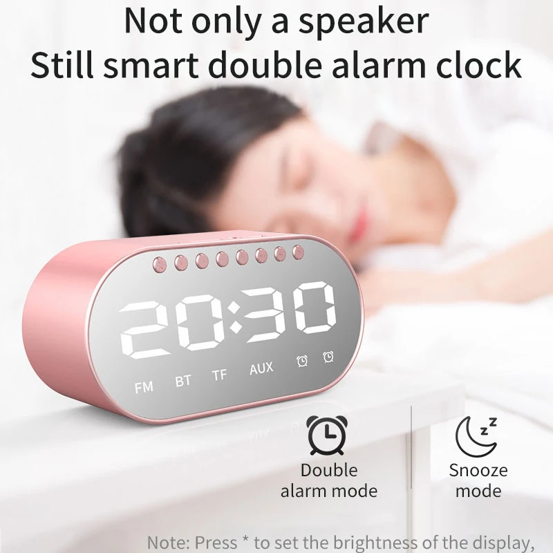 Беспроводной bluetooth двойной будильник динамик светодиодный цифровой сабвуфер FM