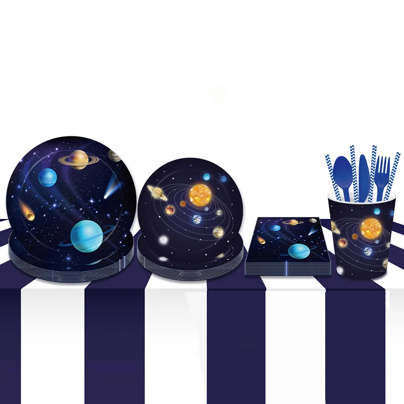 

Solar System Outer Space Themed Paper Plate Cups Napkin for Kids Birthday Party Decor Baby Shower Planet Themed Party Supplies