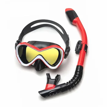 

Diving Mask Snorkeling Set Silicone Skirt Four-Lens Panoramic Scuba Diving Mask Dry Snorkel For Children Anti-Fog