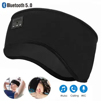 

JINSERTA Wireless Bluetooth 5.0 Earphone Sleep Mask Sport Headband Soft Headphone Stereo Music Headset with Microphone