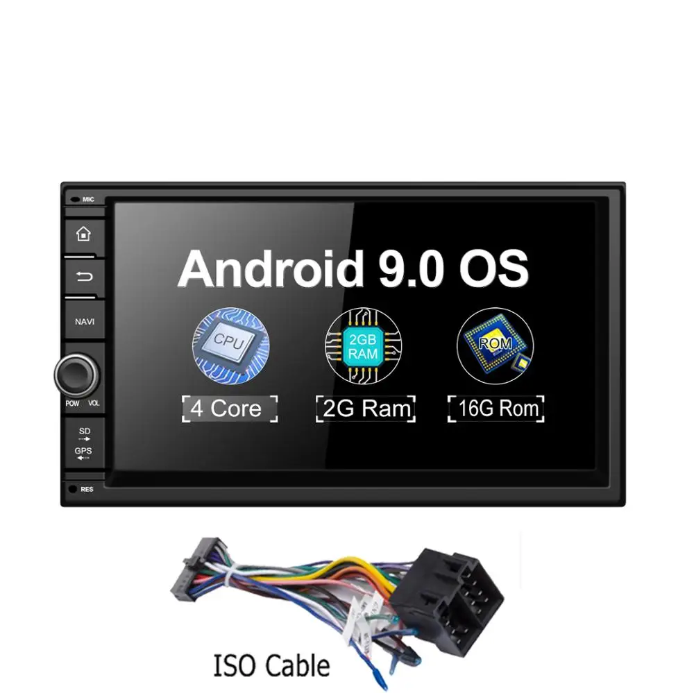 Bonroad " 2din Android 9,0 OS автомобильный мультимедийный плеер Радио стерео видео для Nissan для hyundai для Kia ram 2G ROM16G - Цвет: ISO Cable