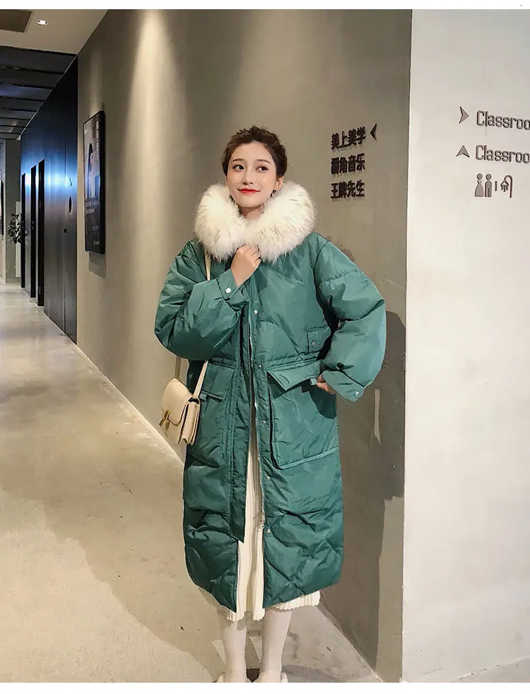 Loose Winter Women Down Jackets Fur Long Coat Women Puffer Female Warm Autumn Feather Jacket For Girl Parka Coats Duck Outerwear