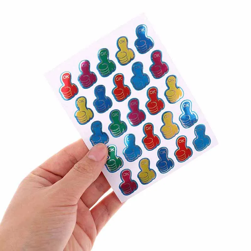 20pcs/2packs Thumbs OK Sticker 13cm * 9.5 cm Paper Children Stickers Thumbs OK Stickers Teachers Reward Stickers