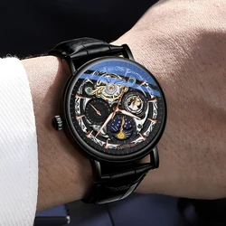 MOHDNE relojes de espejo de cristal con revestimiento tallado, Tourbillon, Unisex, estilo británico, mecánicos, automáticos, resistentes al agua