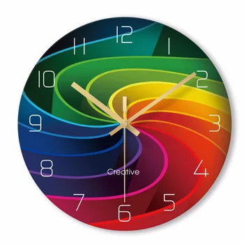 

New Quartz Wall Clock Modern Colorful Creative Rainbow Abstract Art Style Wall Clocks Fantastic for Home Decor W50