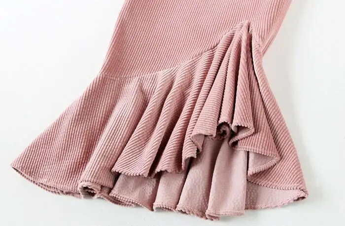 Размера плюс 4XL! Асимметричная юбка рыбий хвост с высокой талией, Женская Зимняя юбка с оборками, однотонная шерстяная Офисная Женская юбка