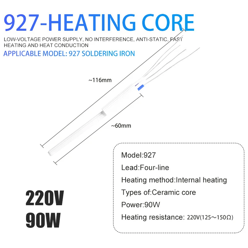 200W Electric Soldering Iron Heater Adjustable Temperature Ceramic Internal Heating Element For 907 926 927 936 Solder Iron electric soldering iron kit Welding Equipment