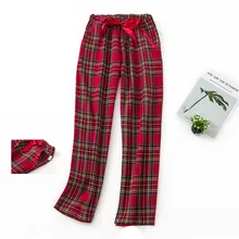 Хлопок, для сна, низ для женщин, длинные штаны, домашняя пижама, мягкие зимние штаны с завязками, большой размер, сексуальная клетчатая повседневная одежда для сна
