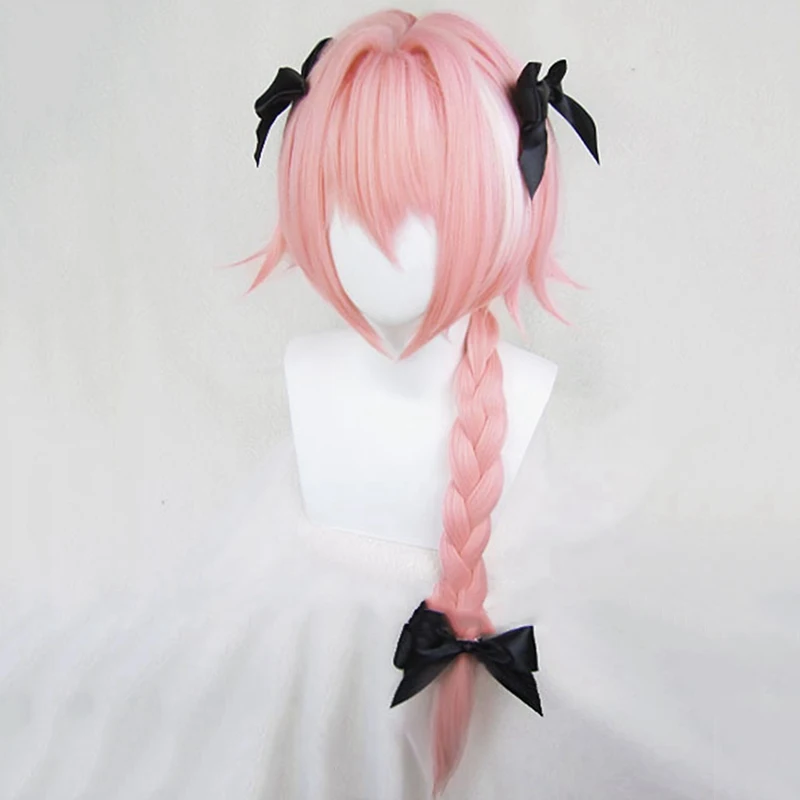 Парики для косплея японского аниме Fate/Apocrypha Astolfo вечерние парики на Хэллоуин Длинные розовые волосы луки Fate/Apocrypha парики астольфо+ парик