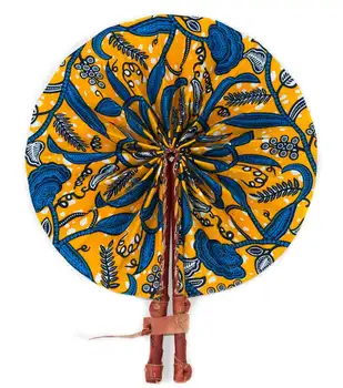 

ESEWING 1Pc/bag 2019 New style African wax print Fabric fan, kente design ankara wax fabric fan for Party Or Wedding