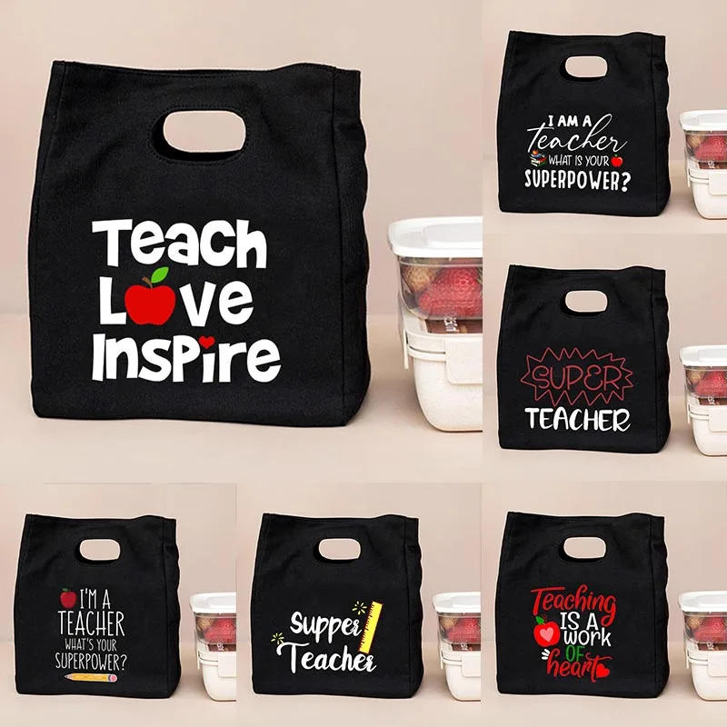 

Teacher Love Inspire Print Cooler Lunch Bag Portable Insulated Bento Box Tote Thermal School Picnic Food Storage Pouch Best Gift