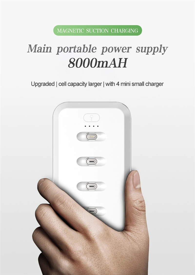 Mini Magnetic Power Bank For iPhone Micro USB Type C 1200mAh Mini Magnet Charger Power Bank For iPhone iPad Xiaomi Huawei Phone